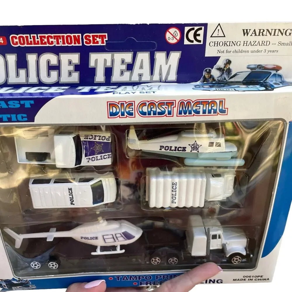 Police Team Die Cast Toy Vehicles 6 Piece Set Metal & Plastic New In Package